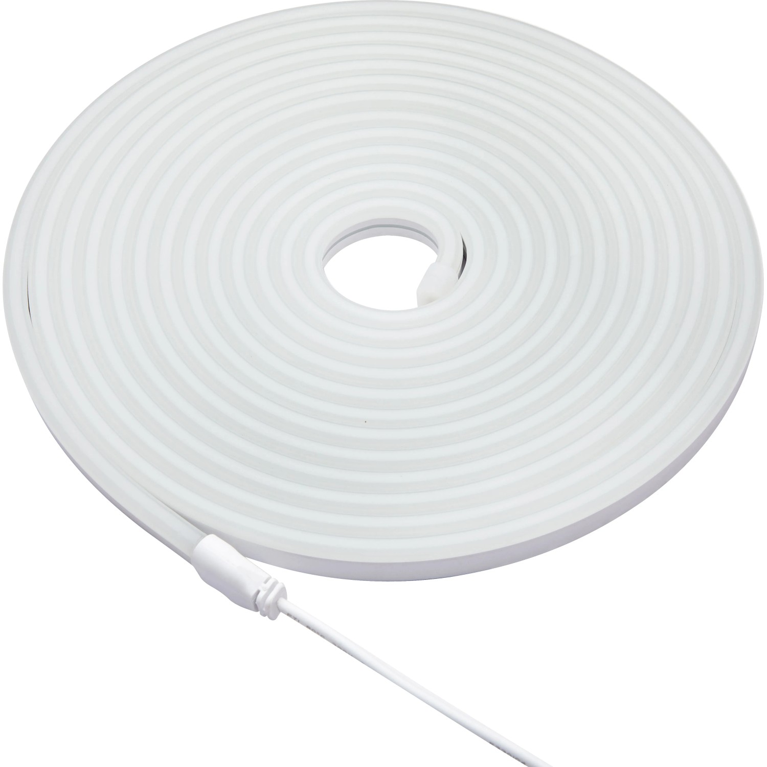 Aufgerollter LED-Lichtschlauch, 5 m, warmweiß, für stimmungsvolle Außen- und Innendeko.