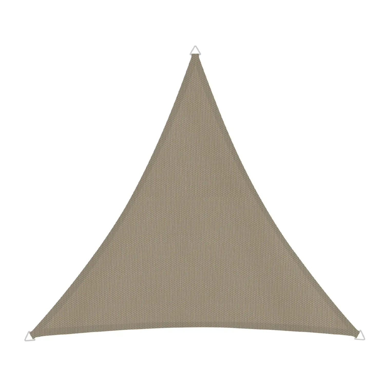 Taupefarbenes, dreieckiges Sonnensegel Cannes 3 x 3 x 3 m für Garten und Terrasse.
