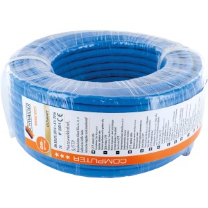 Blaues Schwaiger CAT 8.1 Netzwerkkabel (S/FTP) unkonfektioniert, 25m Rolle für Computer & Multimedia.