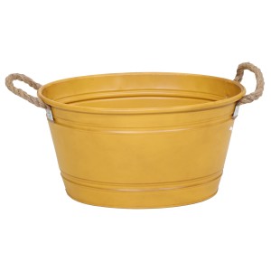 M Collections Zinkwanne Beat Oval Rope 28 cm x 37 cm x 52 cm Gelb