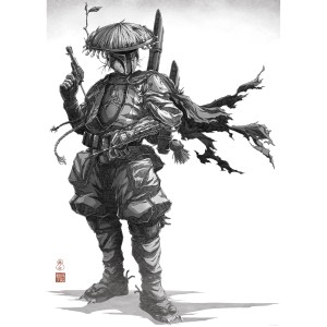 Komar Wandbild Star Wars Vision Samurai Bounty Hunter 50 cm x 70 cm Schwarz-Weiß