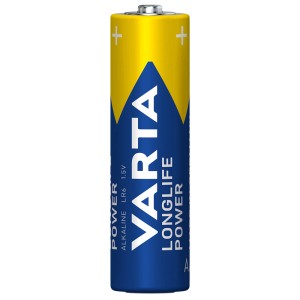 Varta Mignon AA LR06 Alkali-Mangan Batterie, 1,5V, blau-gelb mit Varta Logo.
