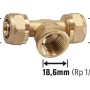 LUX Klemm-T-Stück aus Messing, Ø 20 mm x 18,6 mm (Rp 1/2) für die Verbindung von drei Rohrteilen.