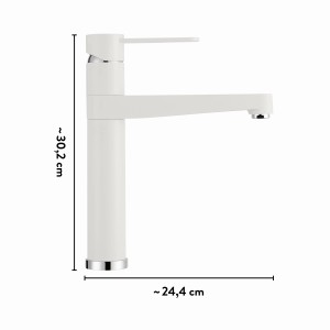 Weiße baliv Küchenarmatur KI-1211, Einhebelmischer mit hohem, schwenkbarem Auslauf.