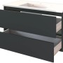 Held Möbel Waschtisch-Set Verona, 100 cm, matt Grau-Graphitgrau mit Mineralgussbecken und zwei Auszügen.
