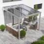 Graue Terrassenüberdachung Professional 300x350 cm mit klarer Polycarbonat-Eindeckung.