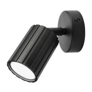 Schwarze Lamkur Wandleuchte Prisma mit geriffeltem Schirm (Ø 8 cm).