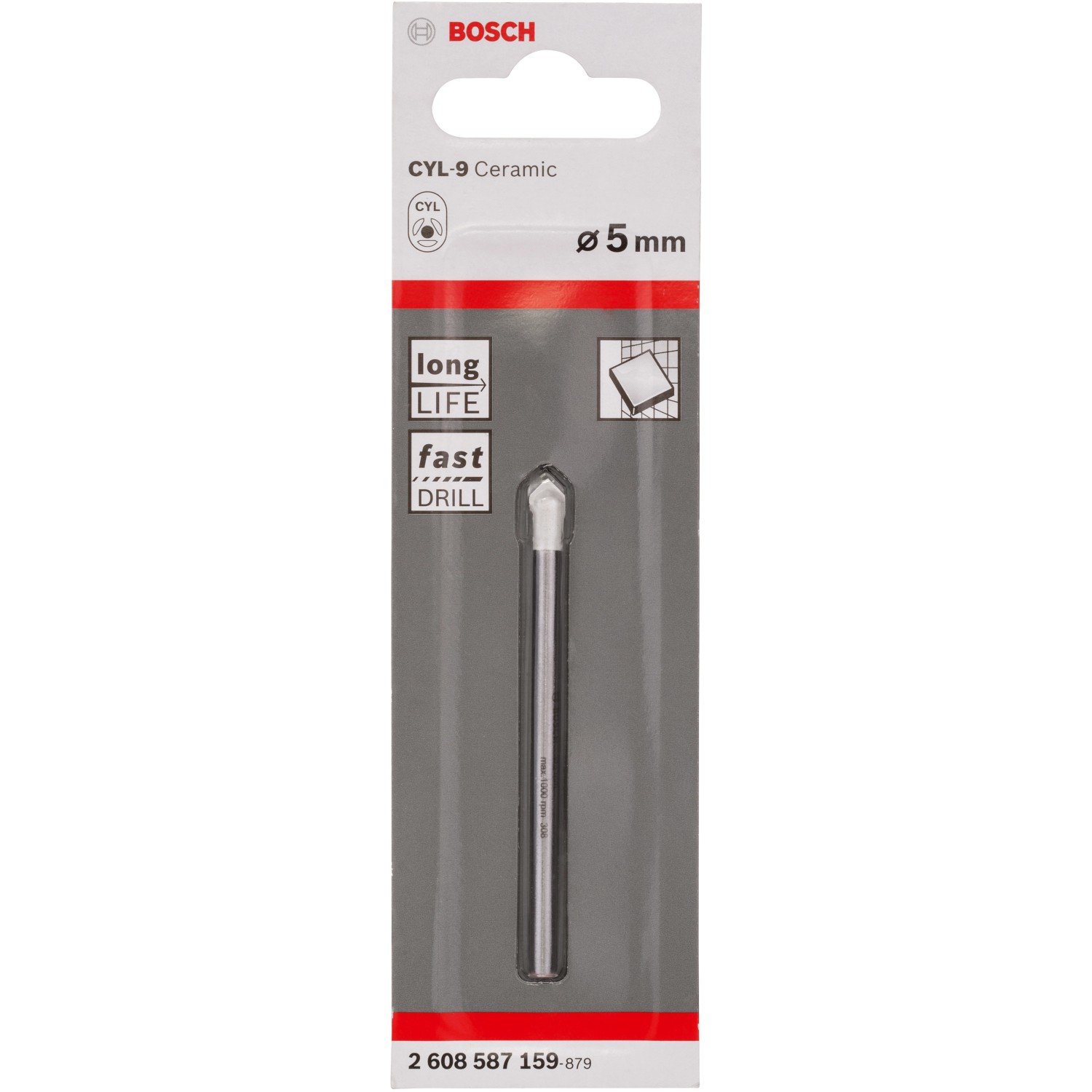 Bosch Fliesenbohrer CYL-9 Ceramic, 5 mm, für präzise Bohrungen in Fliesen.