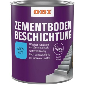 Dunkelgraue OBI Zementbodenbeschichtung im Metalleimer, seidenmatt, für Beton und Zementböden.