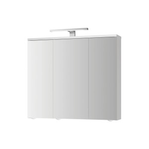 Jokey Spiegelschrank Arda LED, 72 cm, weiß hochglanz mit drei Spiegeltüren und LED-Beleuchtung.