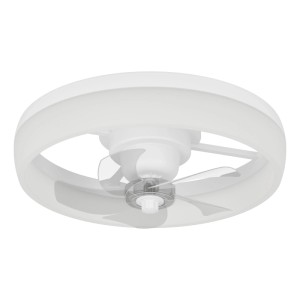 Weißer Eglo LED-Ventilator Castaic, 50 cm Durchmesser, mit transparenten Flügeln und integrierter Beleuchtung.