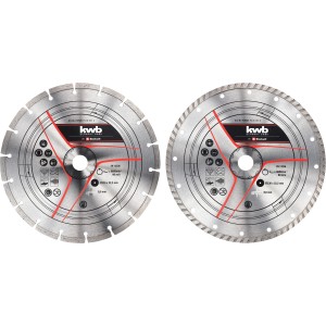kwb by Einhell Diamant-Trennscheiben Set, 230mm, 2-teilig, für Winkelschleifer.