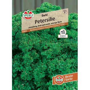 Sperli Petersilie 'Darki' Samen, dunkelgrüne, dicht gekrauste Blätter. Aromatische Kräutersamen für Beet und Topf.