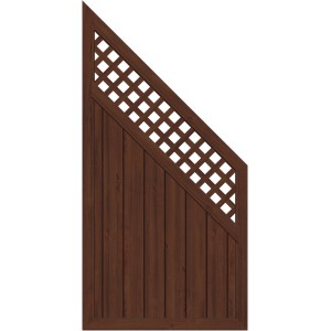 Sichtschutzelement Longlife Riva Anschluss mit Gitter Nussbaum 180 cm x 90 cm