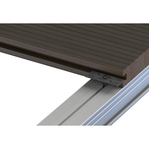 GS Terrassen Bohrschraube mit Dielenclip an Terrassendiele und Alu-Unterkonstruktion befestigt.