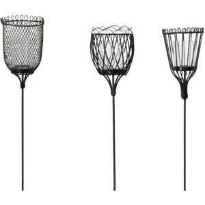 Boltze Gartenstab Novelle, 3-fach sortiert, schwarz matt, aus Eisen, Gartendekoration.