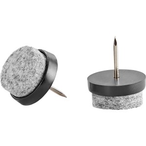 Schwarze Filzgleiter mit Stift, Ø 24 mm, 24er-Set zum Schutz von Möbeln und Böden.