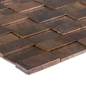 3D Mosaikfliese aus Metall in Kupferoptik, 30x30 cm, für Wandverkleidung im Innenbereich.