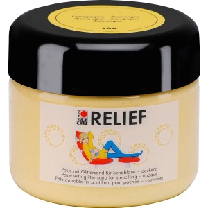 Marabu Relief Paste Champagner mit Glittersand, deckende 3D-Acrylpaste für Wand-Akzente.