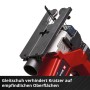 Einhell Akku-Stichsäge TP-JS 18/135: Detailaufnahme von Sägeblatt und Gleitschuh.