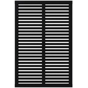 Schwarzer Sichtschutzzaun Harmoni aus Nadelholz, 120x180 cm, mit horizontalen Leisten.