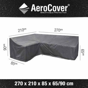 Aerocover Schutzhülle für Ecklounge links, 210x270cm, anthrazit. Atmungsaktive Abdeckung für Gartenmöbel.
