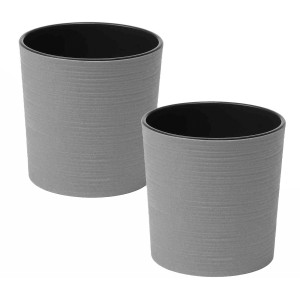 Siena Garden Pflanzgefäß Eco Lens, 2er Set, grau, Ø30cm. Blumentöpfe mit Holzfaseranteil.
