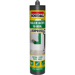 Soudal Maleracryl 10 min-Express, weiß, 300ml Kartusche. Acryl-Dichtstoff für Risse und Fugen im Innen- und Außenbereich.