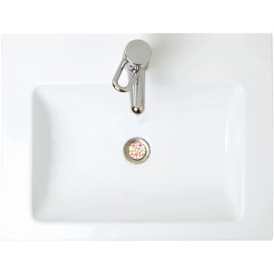 Waschbecken mit Design-Stöpsel Sommerblüten, Metall, 38mm. Detailaufnahme.