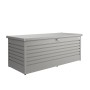Biohort FreizeitBox 180, quarzgrau-metallic, rechteckige Gartenbox aus Stahlblech mit Griff. Ideal für Outdoor-Aufbewahrung.