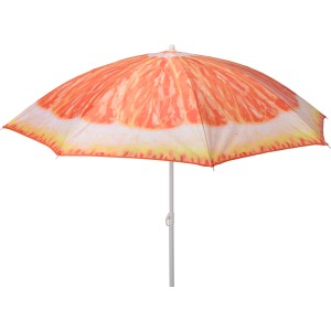 Strandsonnenschirm mit Orangen-Design, Ø 180 cm, ideal für Balkon oder Garten.