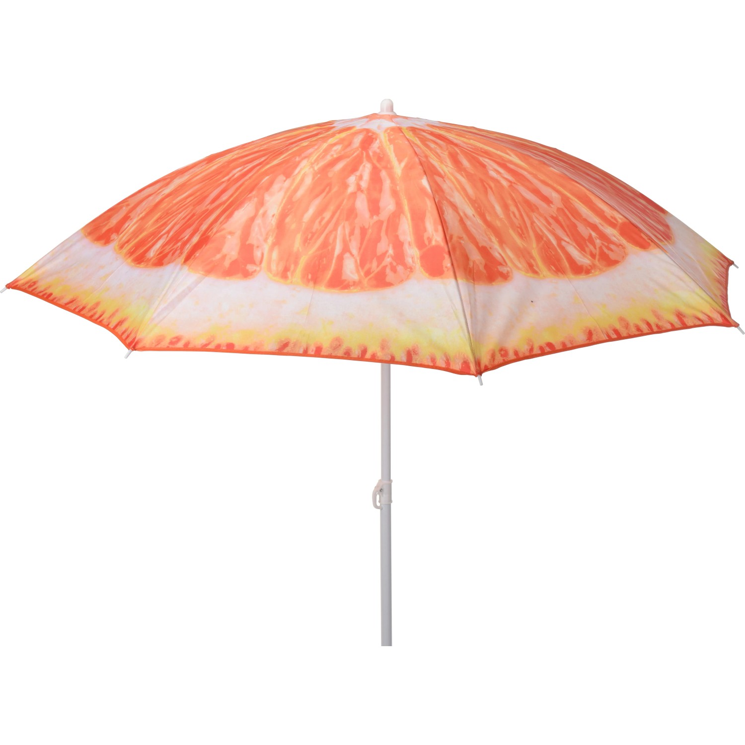 Strandsonnenschirm mit Orangen-Design, Ø 180 cm, ideal für Balkon oder Garten.