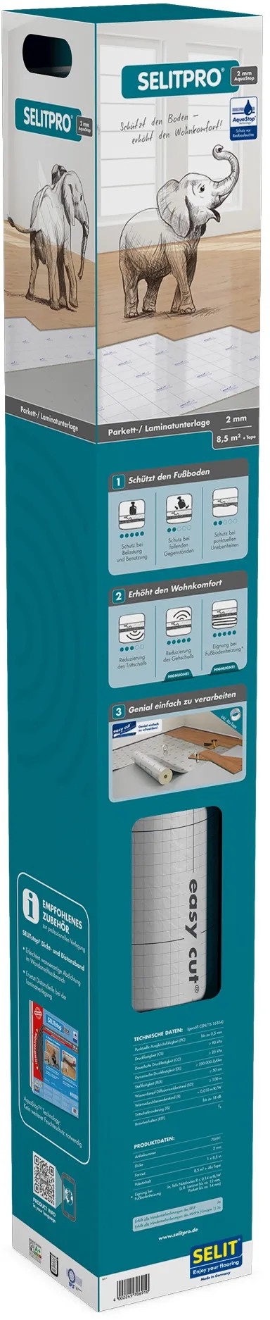 SELITPRO XPO Verlegeunterlage 2mm - Trittschall-Dämmung Für Laminat & Parkett (10m² Rolle)