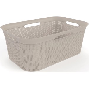 Rotho Wäschekorb Brisen, 41 l, Cappuccino, Kunststoff, mit Tragegriffen und Lochmuster.