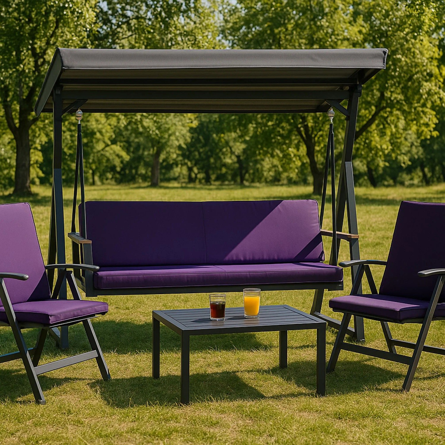 Violettes Setgarden Kissen für Hollywoodschaukel, 120x60x7cm, für 2-Sitzer Schaukel.