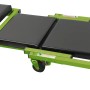 Zipper Montagehocker-Rollbrett-Kombi ZI-MHRK40 mit grüner Rahmenkonstruktion und schwarzen Polstern.