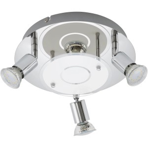 Briloner LED-Deckenleuchte Start, 3-flammig, Chrom und Glas. Moderne Deckenlampe für Wohnräume.