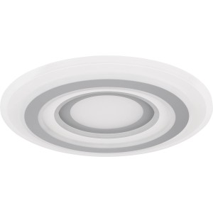 Moderne LED-Deckenleuchte Sabatino, Ø 50 cm, weiß/anthrazit, dimmbar mit Fernbedienung.