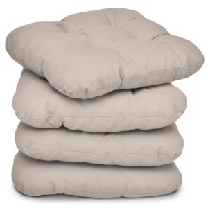 4er-Set Beautissu Lisa Stuhlkissen 40x40 cm in Taupe für bequemen Sitzkomfort.