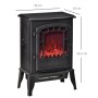 Schwarzer HOMCOM Elektrokamin mit realistischer Flamme und Glasfront. Ideal für Heizungs-Installation. Maße: 39x24x56,5 cm.