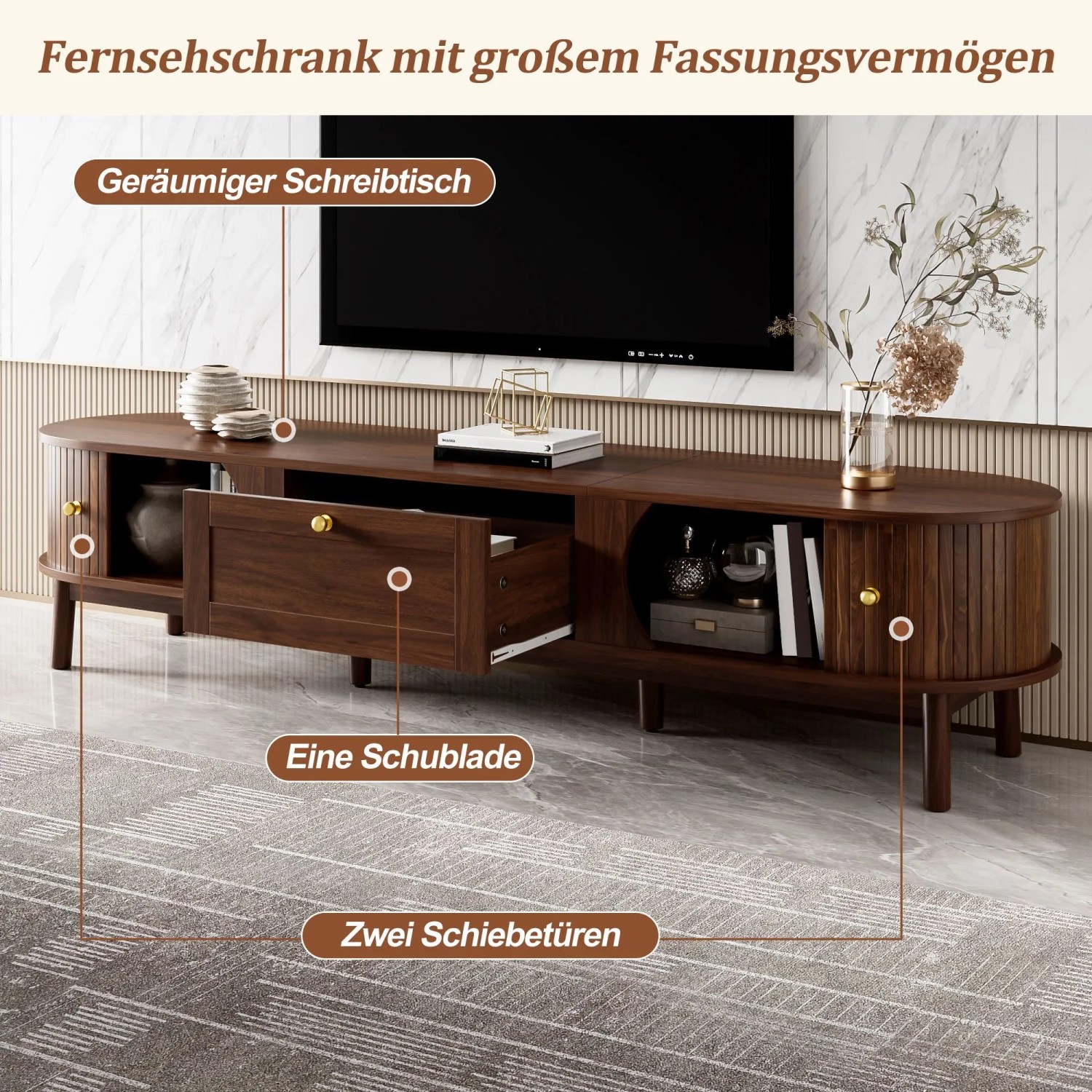 okwish Schrank mit Schubladen für Wohnzimmer 170x39.5x38cm Braun_8