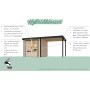Karibu Gartenhaus Set Ernesto A mit Anbaudach, naturbelassen-anthrazit. Holzgartenhaus mit Doppeltür und Trapezblechdach.