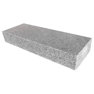 Graue Granit Blockstufe, gesägt und geflammt, 15x35x100 cm. Naturstein für den Garten.