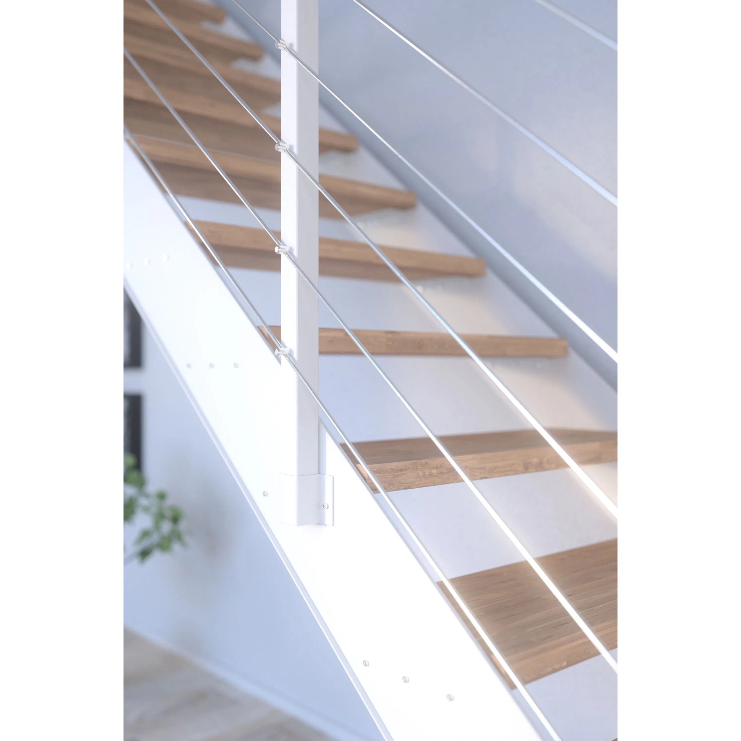 Treppe Kos 15 Stufen Buche Natur 85 cm Metallgeländer Weiß FSC®_6