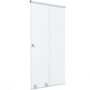 Schöner Wohnen Dusch-Schiebetür, silbermatt, 120x200 cm, mit festem Glaselement.