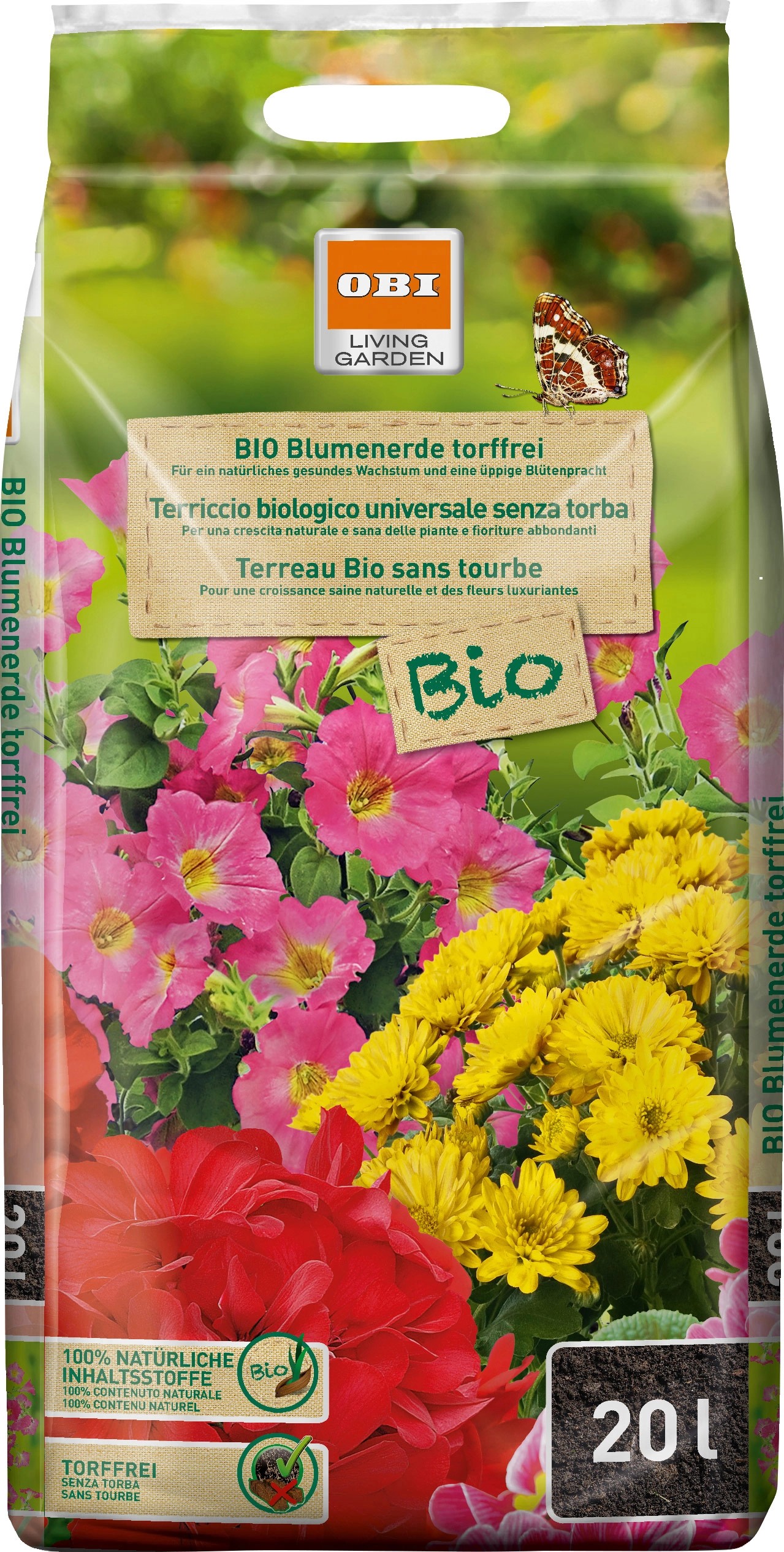 OBI Bio Blumenerde torffrei 2.640 l (132 x 20 l) 1 Palette kaufen bei OBI