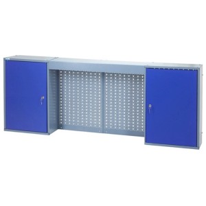 Küpper Hängeschrank Werkstatt, 2-türig, 1600 mm breit, ultramarinblau, mit Lochrückwand.