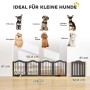 Schwarzes PawHut Hunde-Absperrgitter aus MDF/Holz, 208x61 cm, mit 4 flexiblen Paneelen für kleine Hunde.