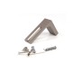 Wandträger für Gardinenschiene in Edelstahl-Optik. L-förmige Aluminium-Halterung mit Schrauben und Dübeln.