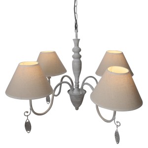 Näve Kronleuchter Castellum Natur mit 4 Textilschirme, Landhausstil für Wohn- und Schlafzimmer.